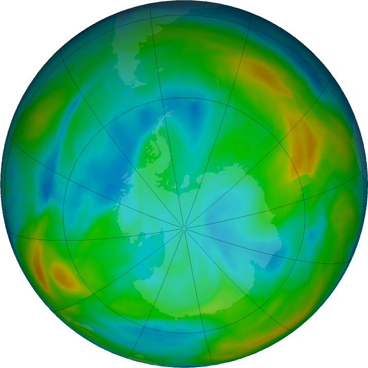 Antarctic ozone map for 07 July 2024